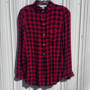 Old Navy Red and Black Plaid Shirt